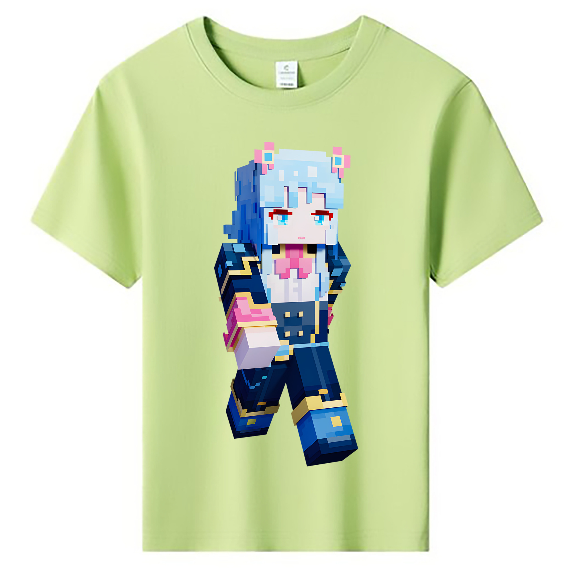 （画像用） マインクラフト ブロックの世界 Minecraft MC Block world 綿100％キッズTシャツ（フロントプリント）